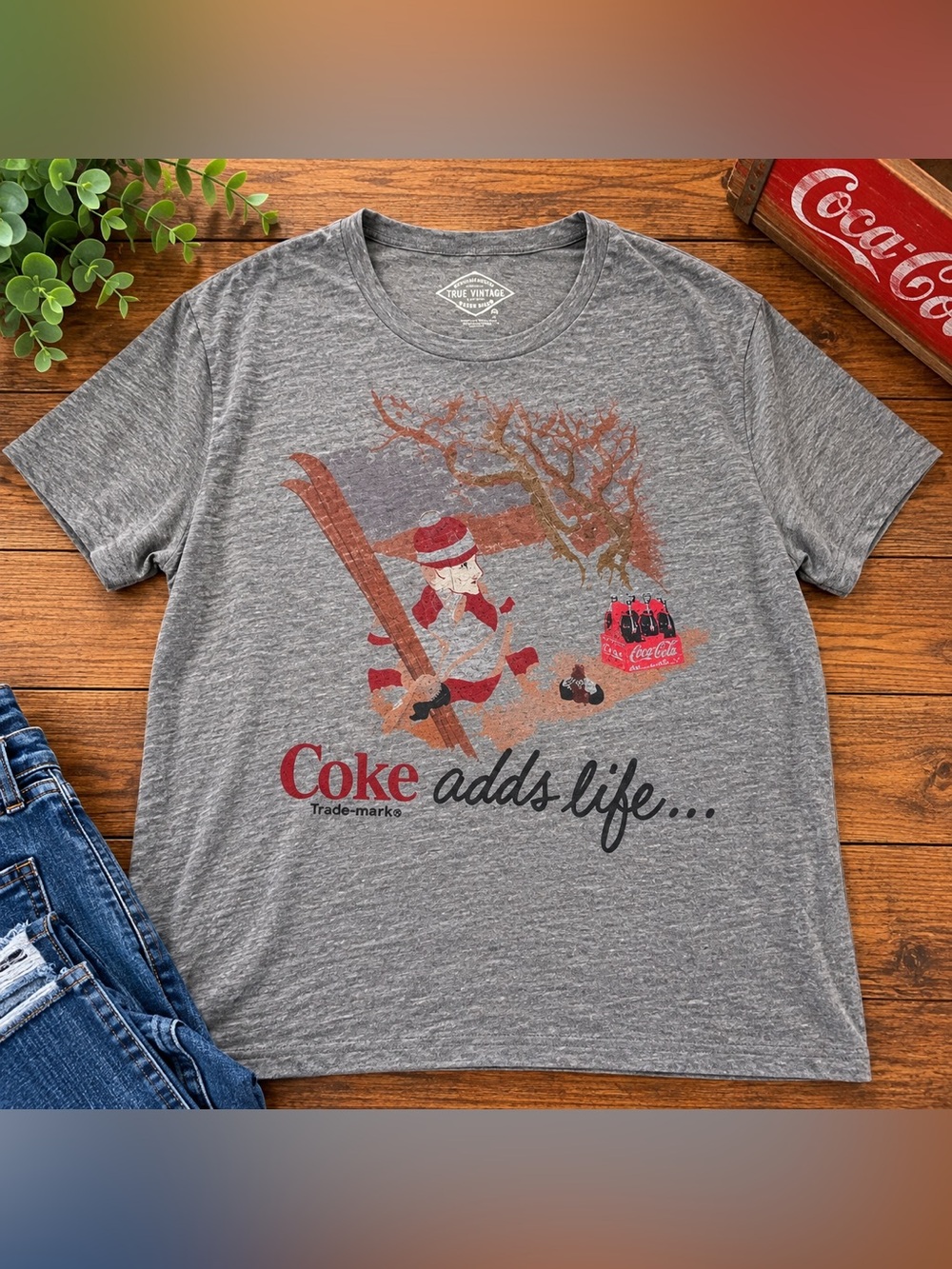 Coca Cola True Vintage Coke Adds Life Graphic Tee Gray XL